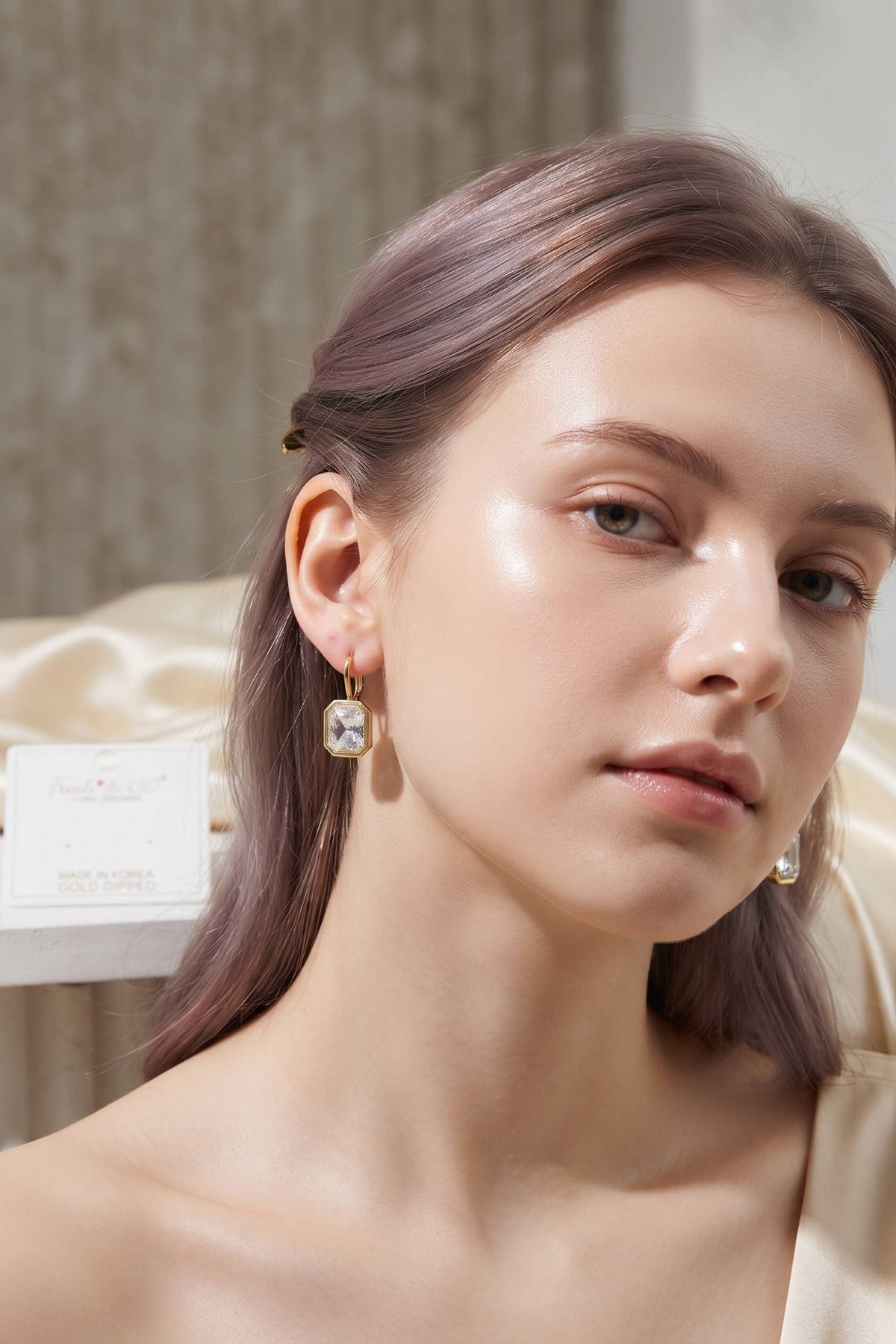 Birthstone Dangle Earrings – Gold-Dipped Octagon Cubic