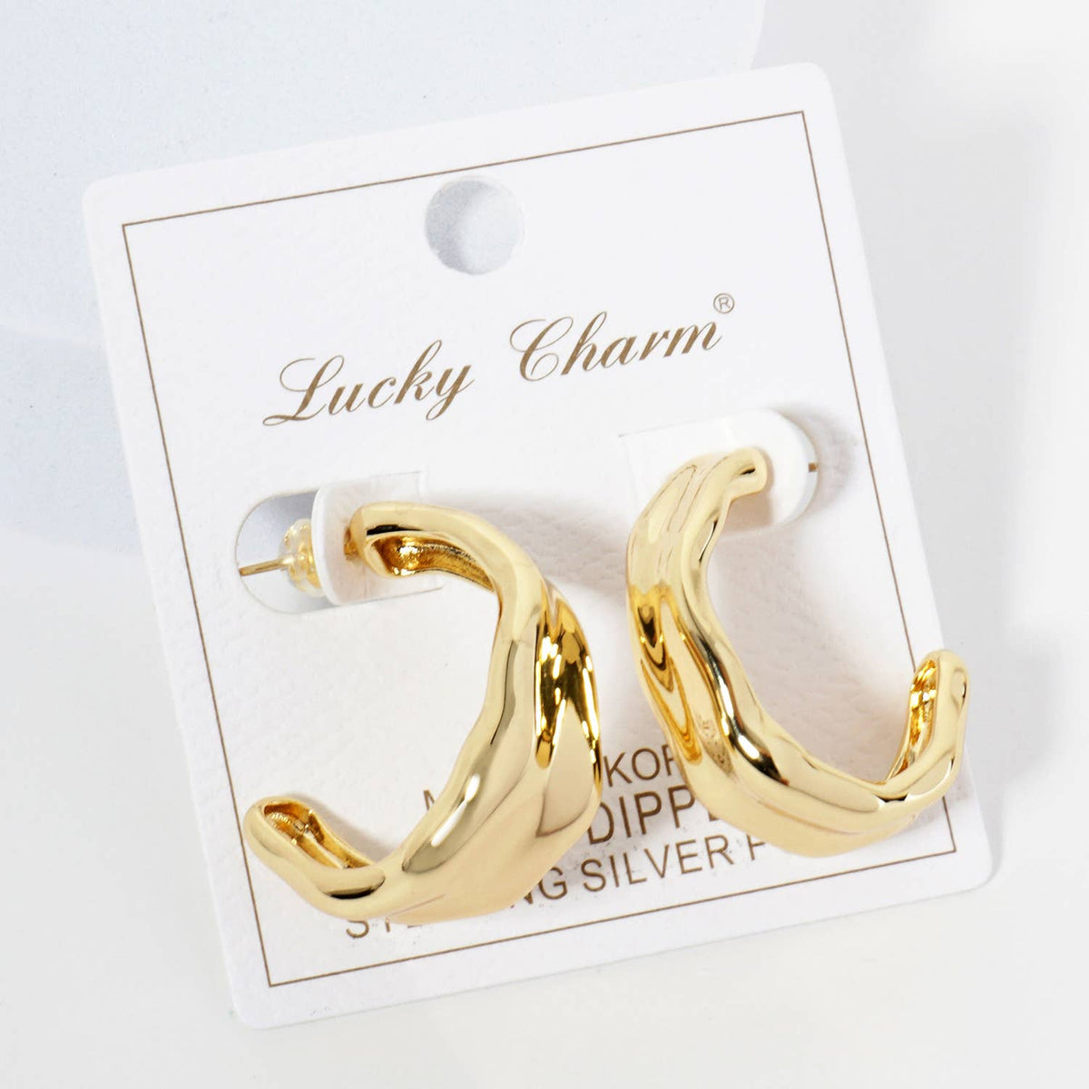 18K Gold Dipped Organically Shaped 30mm Open Hoop Earrings