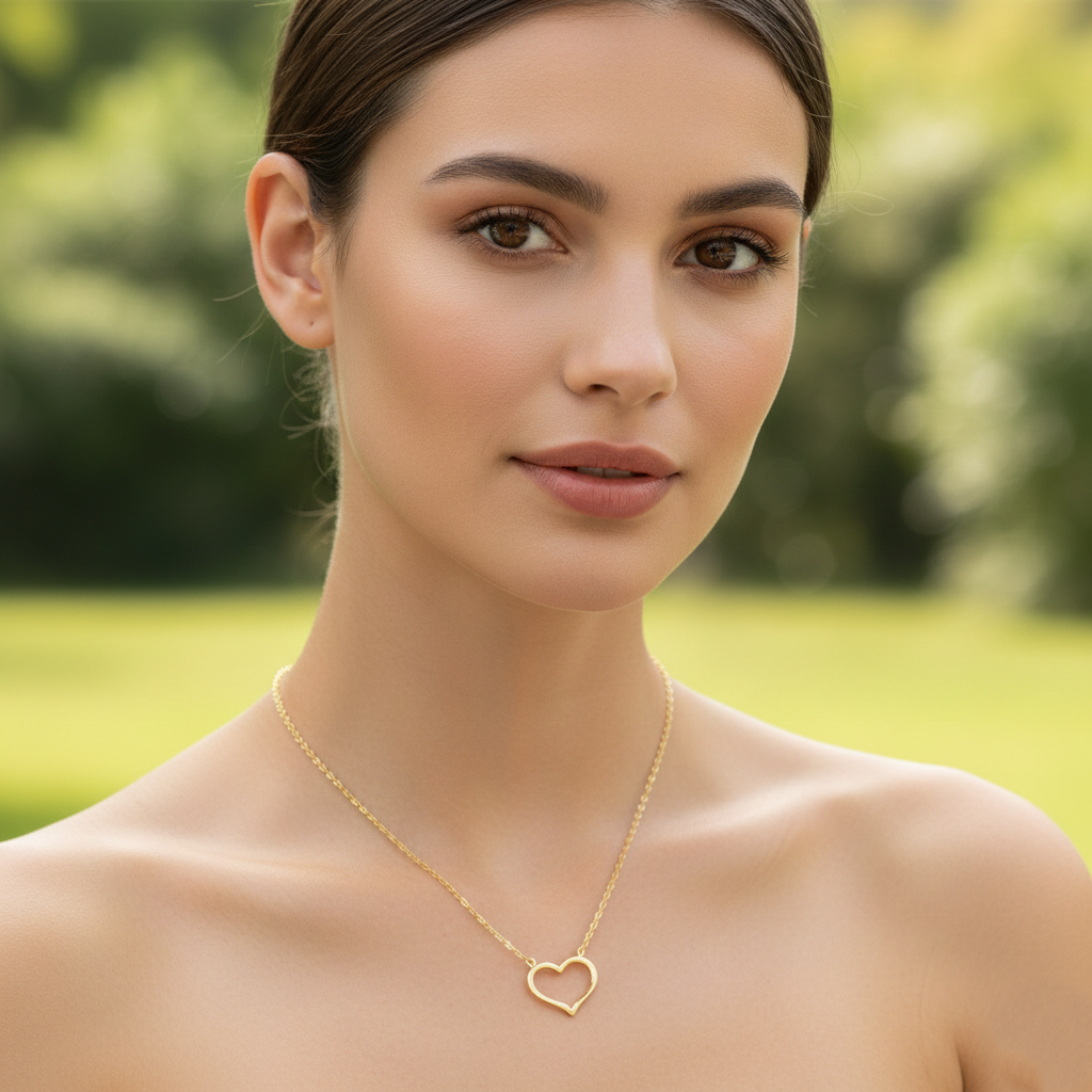 Minimalist Open Heart Pendant Necklace
