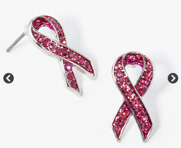 Sparkling Crystal Paved Awareness Ribbon Stud Earrings