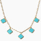5-Clover Charm Paperclip Link Station Necklace