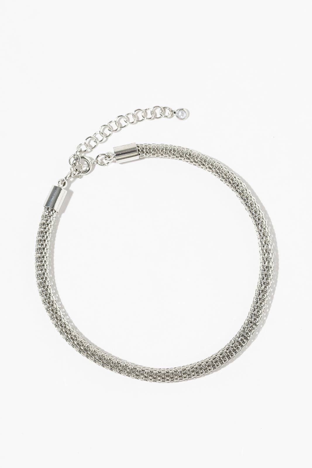 High-Polish Mesh Chain Anklet - Gold & Silver Dipped