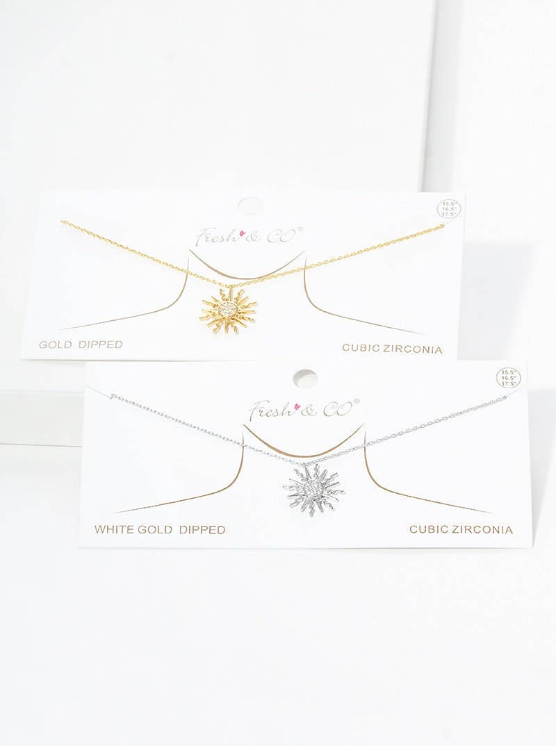 Gold Cubic Sunburst Necklace