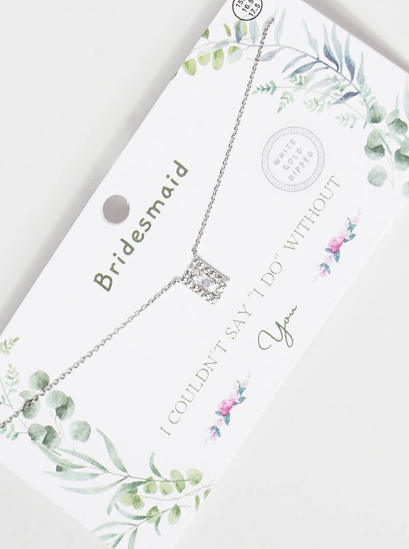Bridesmaid Emerald Cut Cubic Zirconia Pendant Necklace