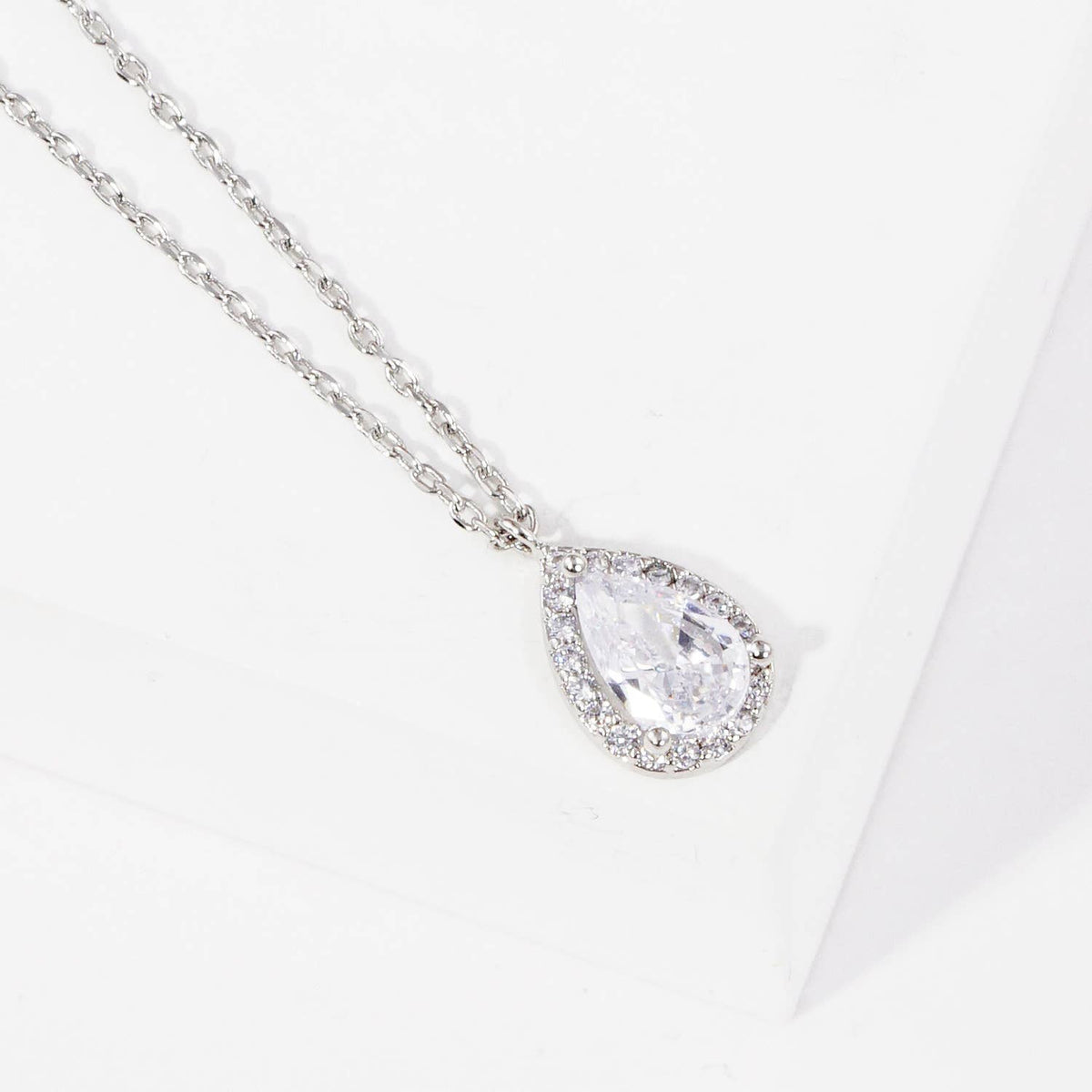 Dainty Pear Cubic Zirconia Bridesmaid Necklace