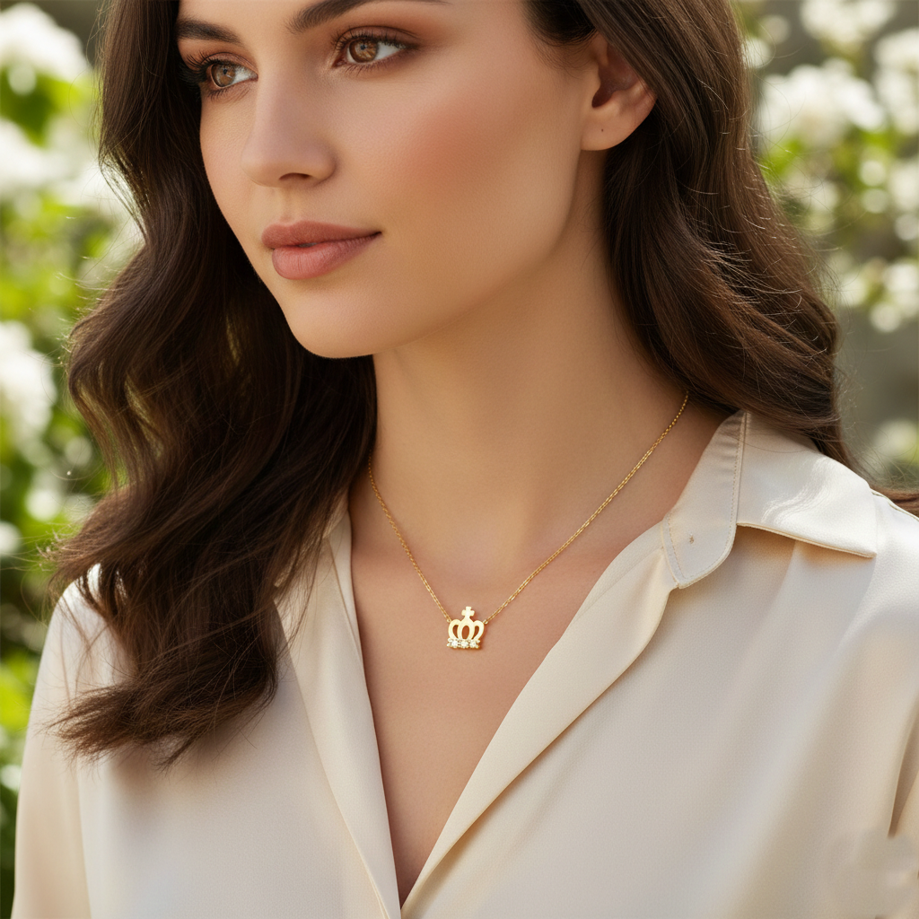 Minimalist Crown Pendant Necklace
