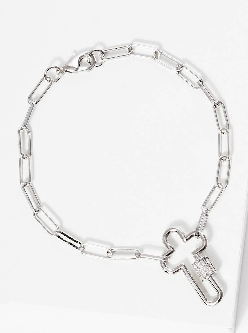 Minimalist Cross Carabiner Chain Bracelet