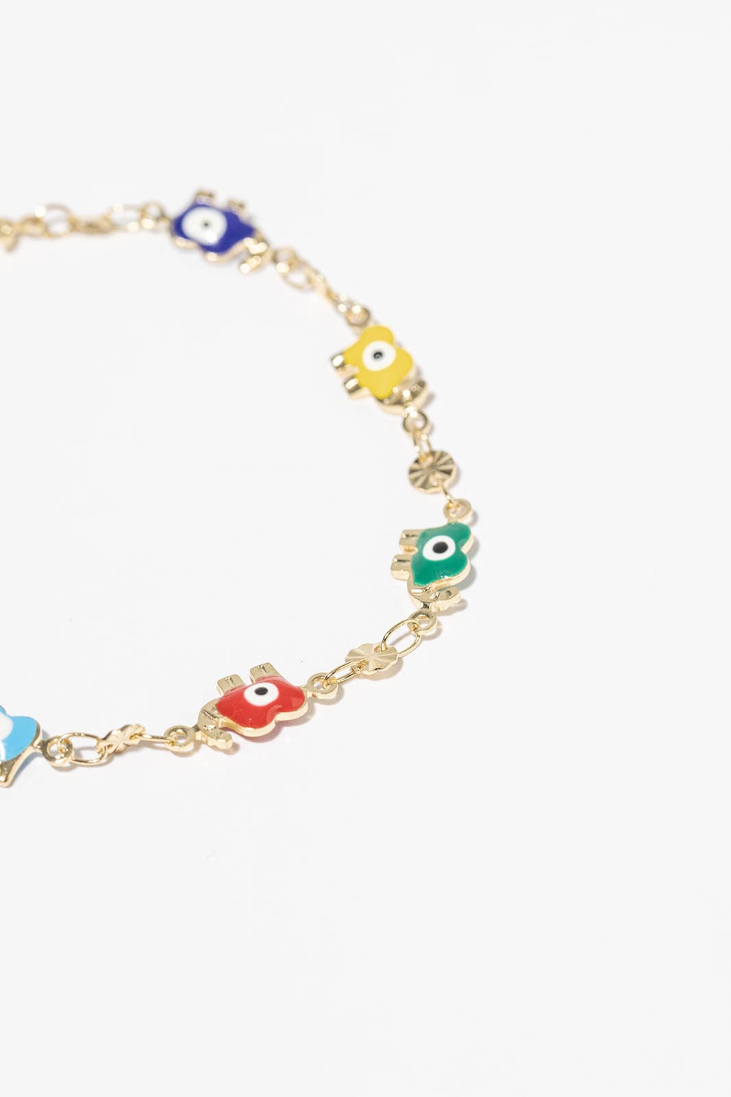 Multi-Color Enamel Elephant Charm Bracelet
