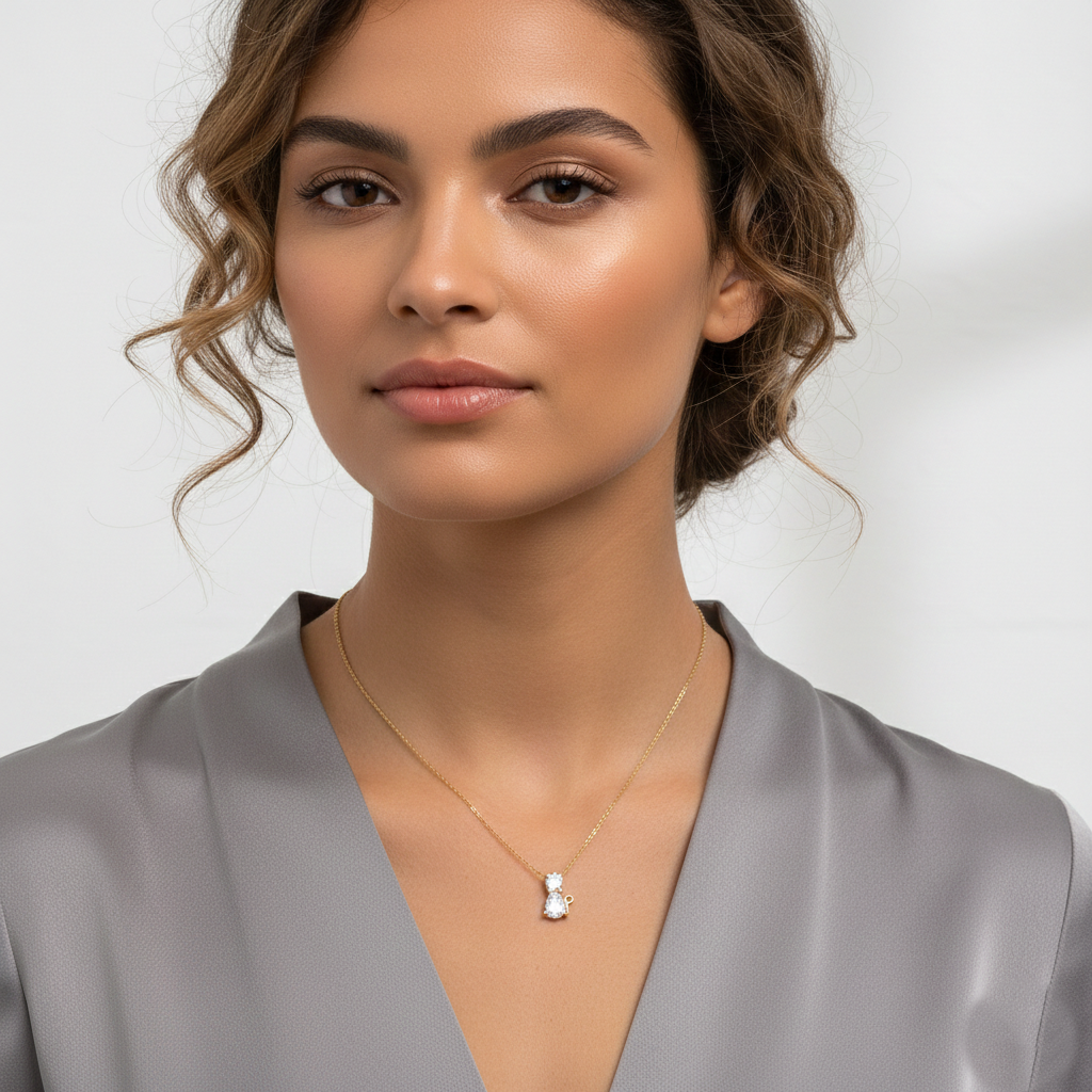 Cubic Zirconia Cat Pendant Necklace