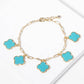 Mother of Pearl Clover Charm Paperclip Link Bracelet