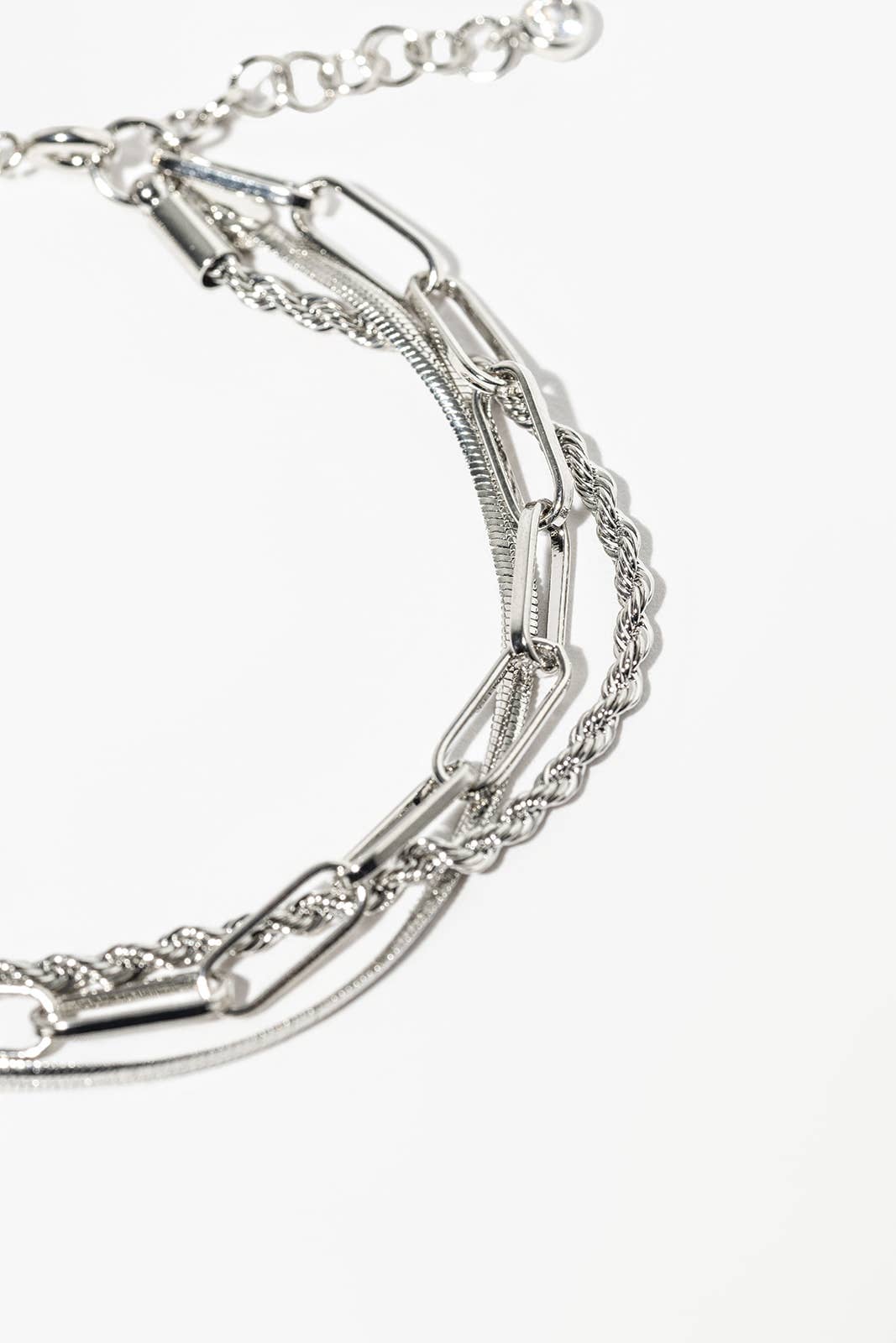 3-in-1 Layered Chain Bracelet with Easy Magnetic Clasp