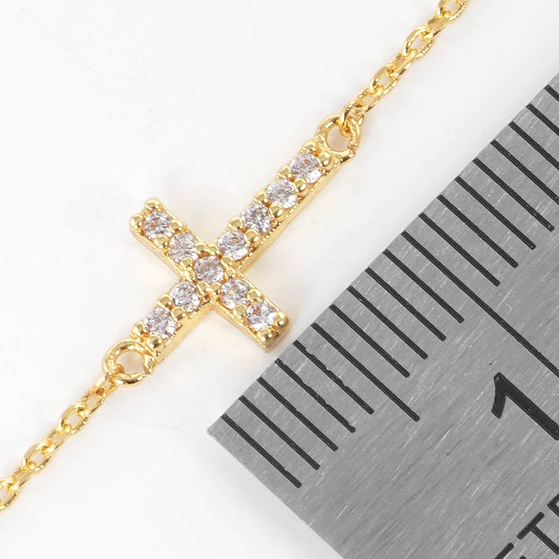 Dainty Pavé Cross Pendant Necklace