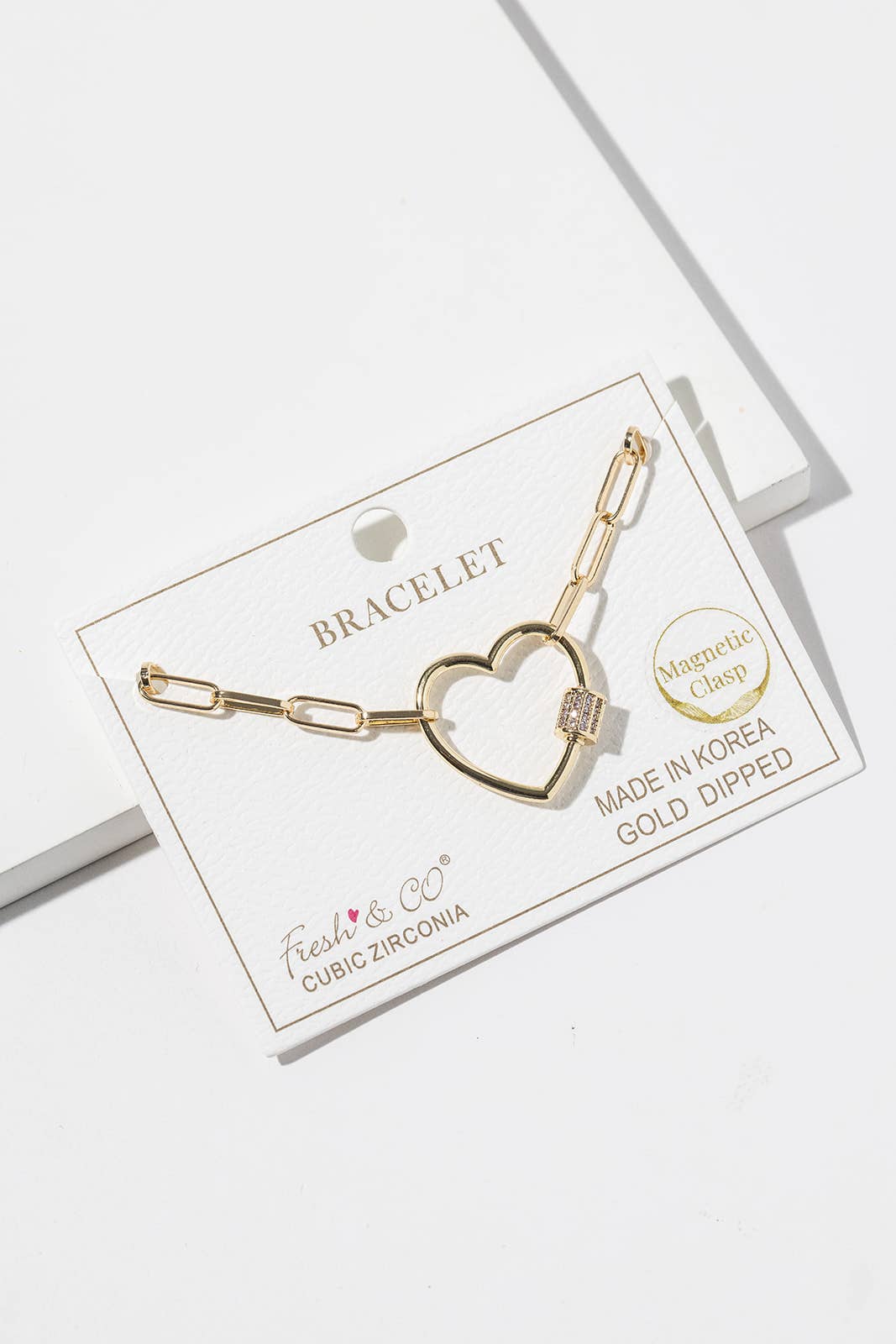 Heart Carabiner Link Bracelet with Magnetic Clasp