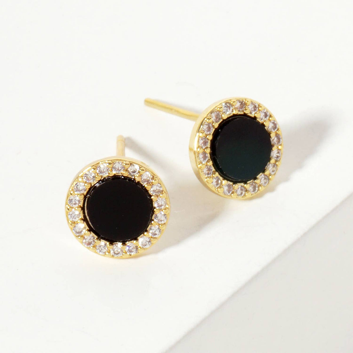 Pave CZ Frame with Mother-of-Pearl Stud Earrings