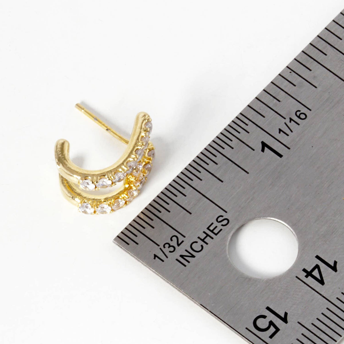 Dainty Pave Cubic Zirconia Initial "H" Huggie Hoop Earrings
