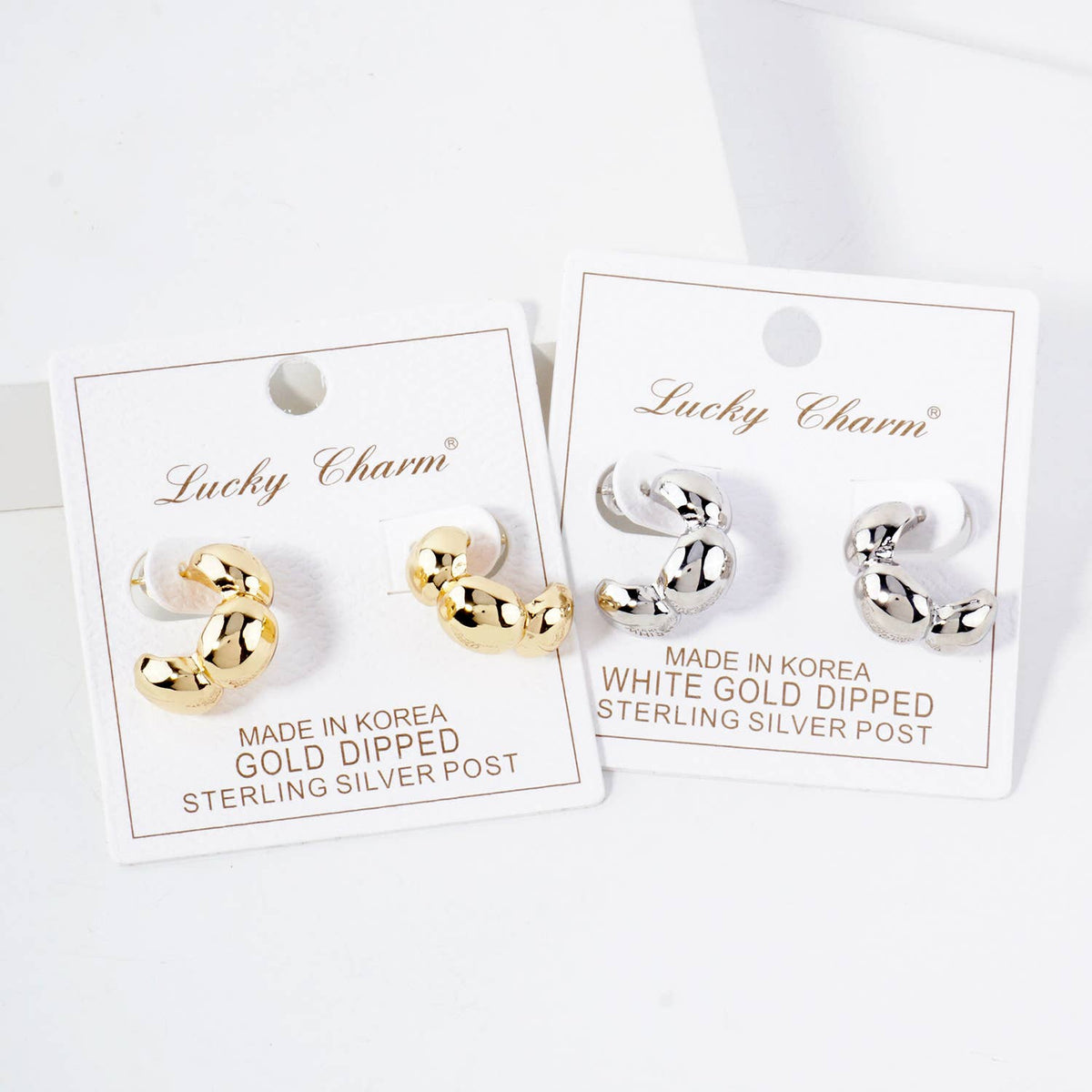 Polished Brass Flower-Shaped Hoop Earrings