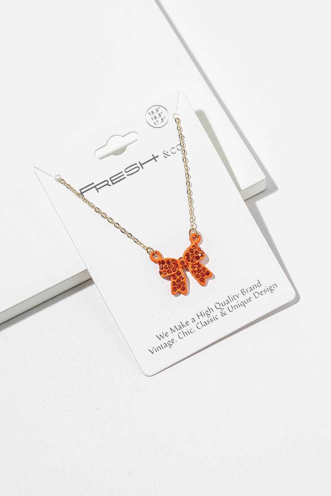 Enamel Crystal Bow Pendant Necklace – Pavé Bow on Chain