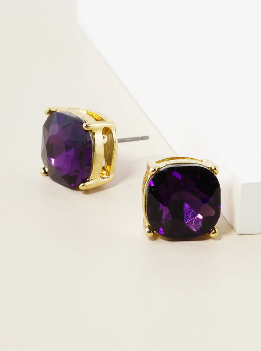 4-Prong Faceted 12mm Stone Post Stud Earrings