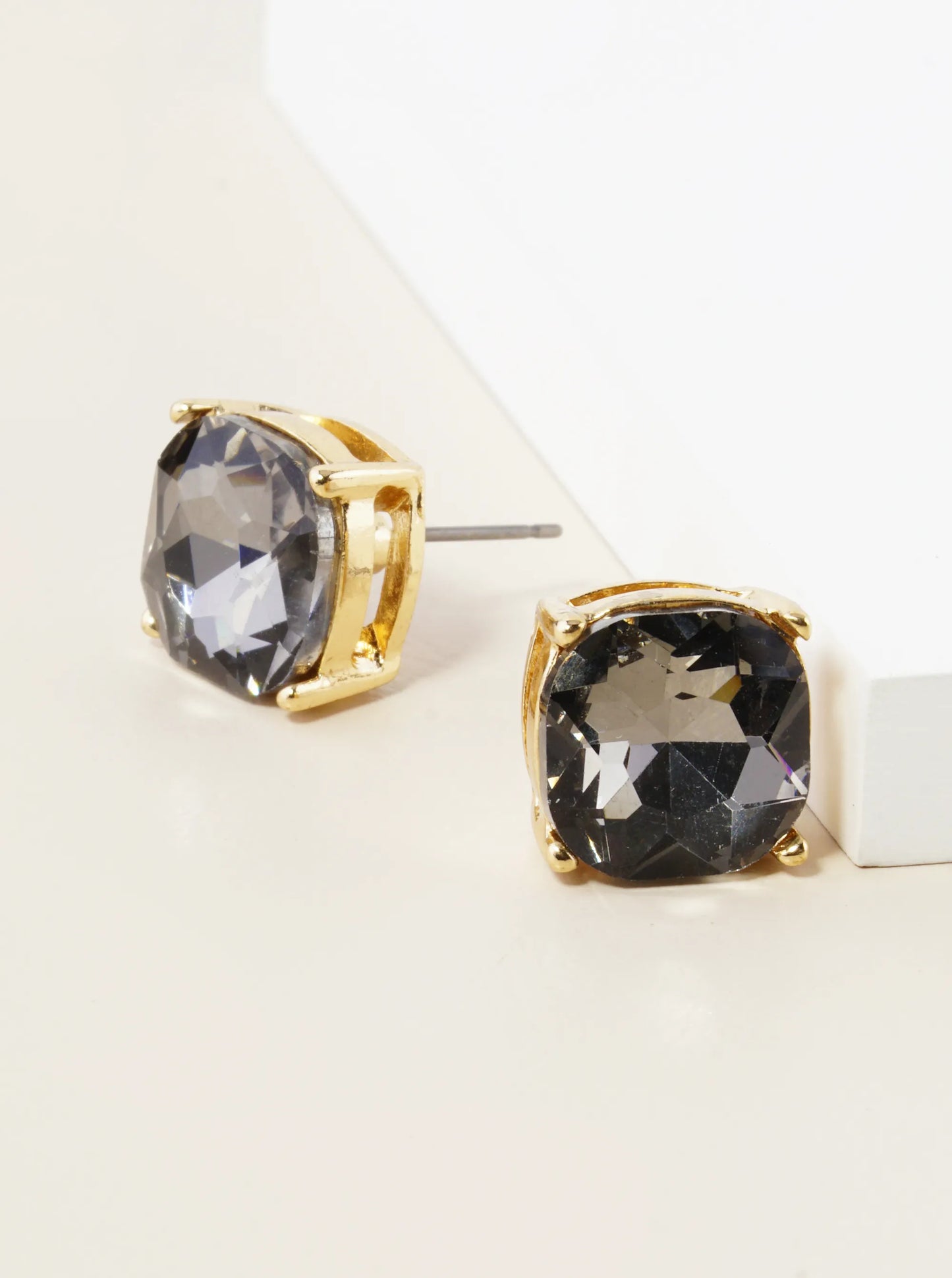 4-Prong Faceted 12mm Stone Post Stud Earrings