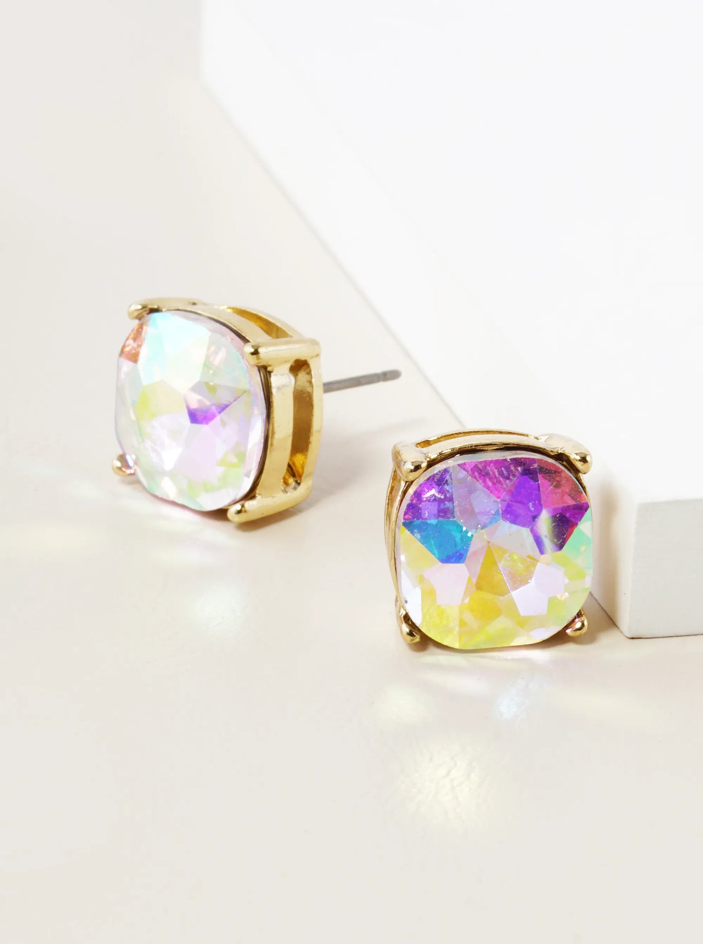 4-Prong Faceted 12mm Stone Post Stud Earrings