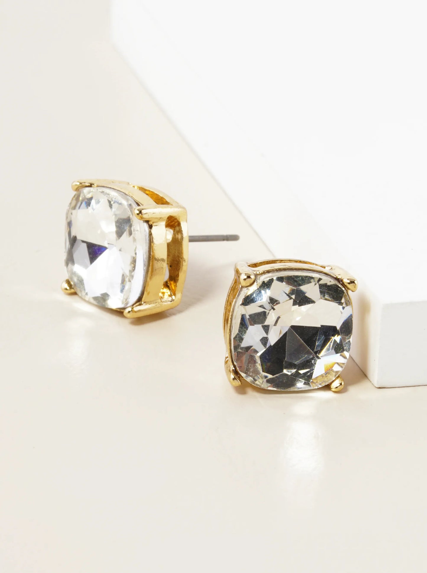 4-Prong Faceted 12mm Stone Post Stud Earrings