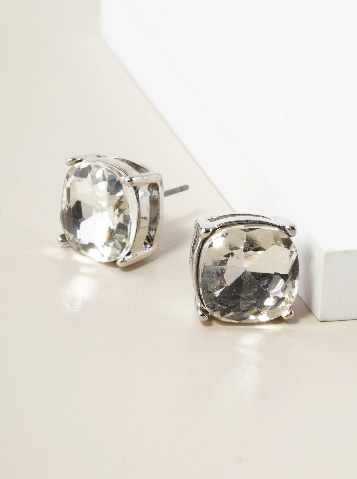 4-Prong Faceted 12mm Stone Post Stud Earrings