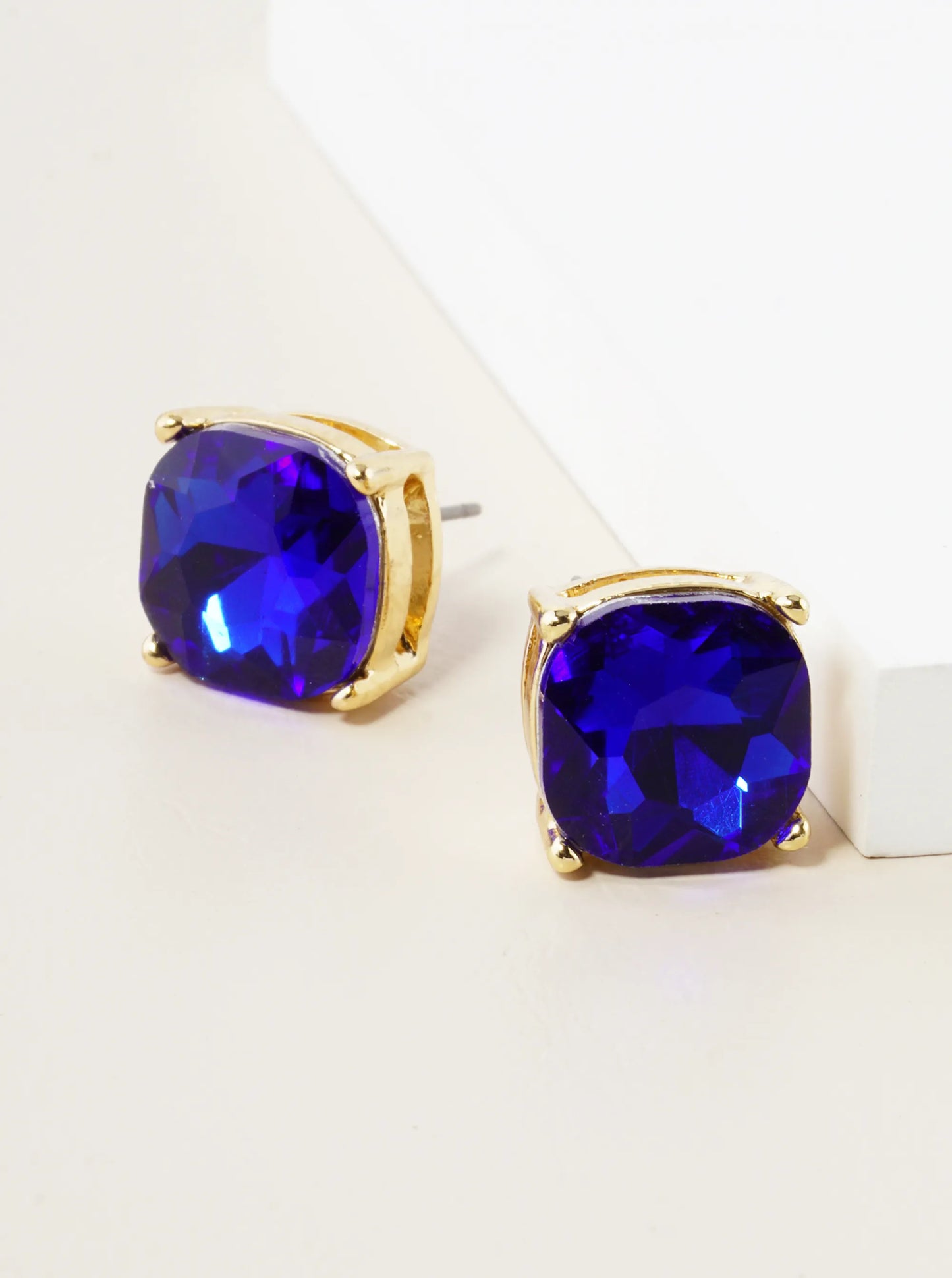 4-Prong Faceted 12mm Stone Post Stud Earrings