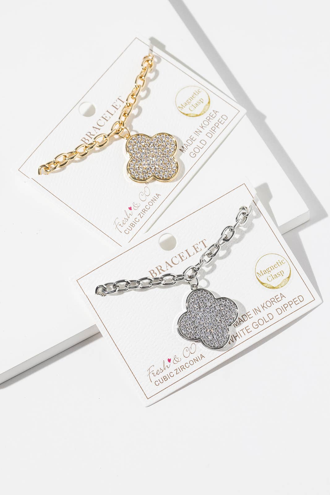Pavé Cubic Zirconia Clover Bracelet