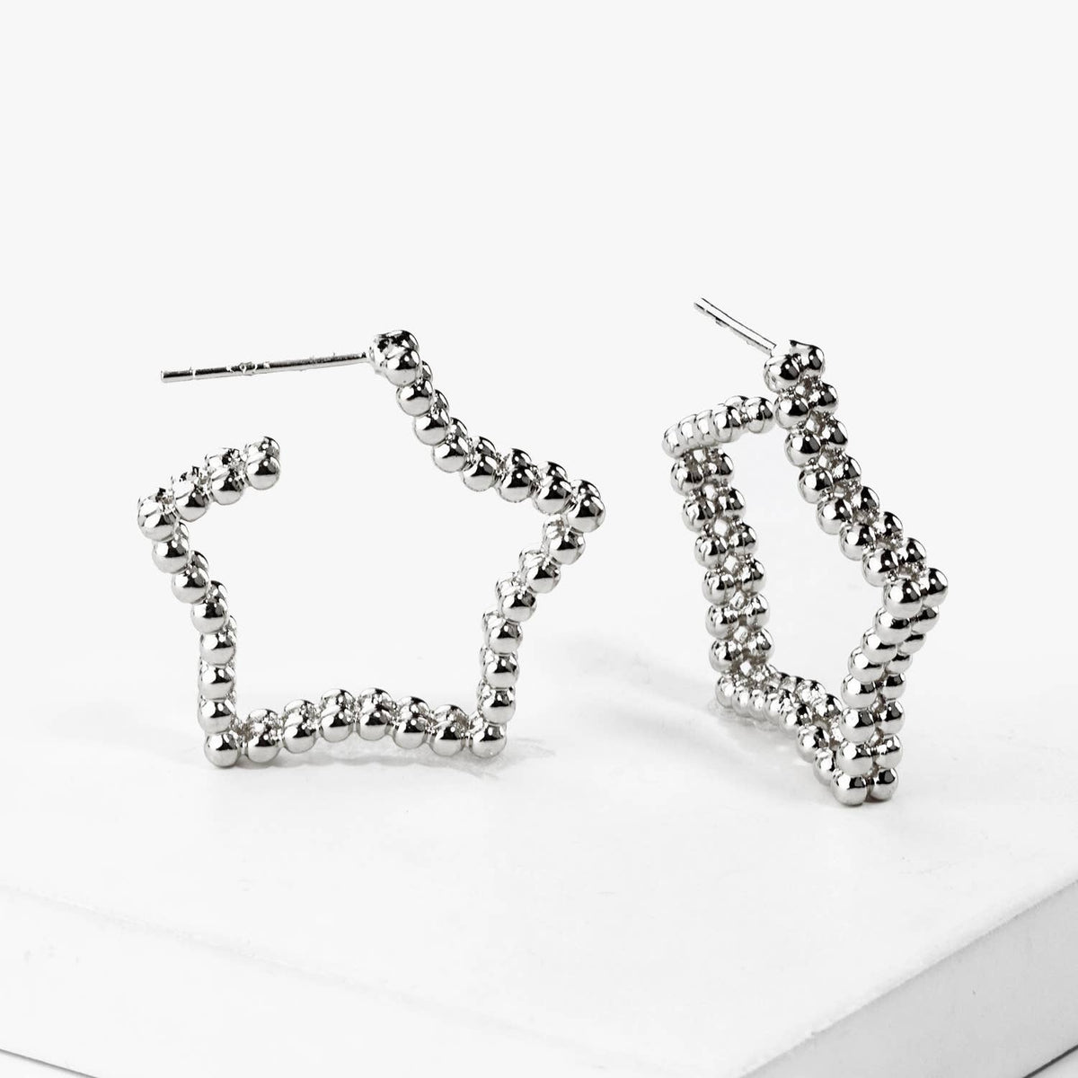 Dainty Beaded Star Hoop Earrings