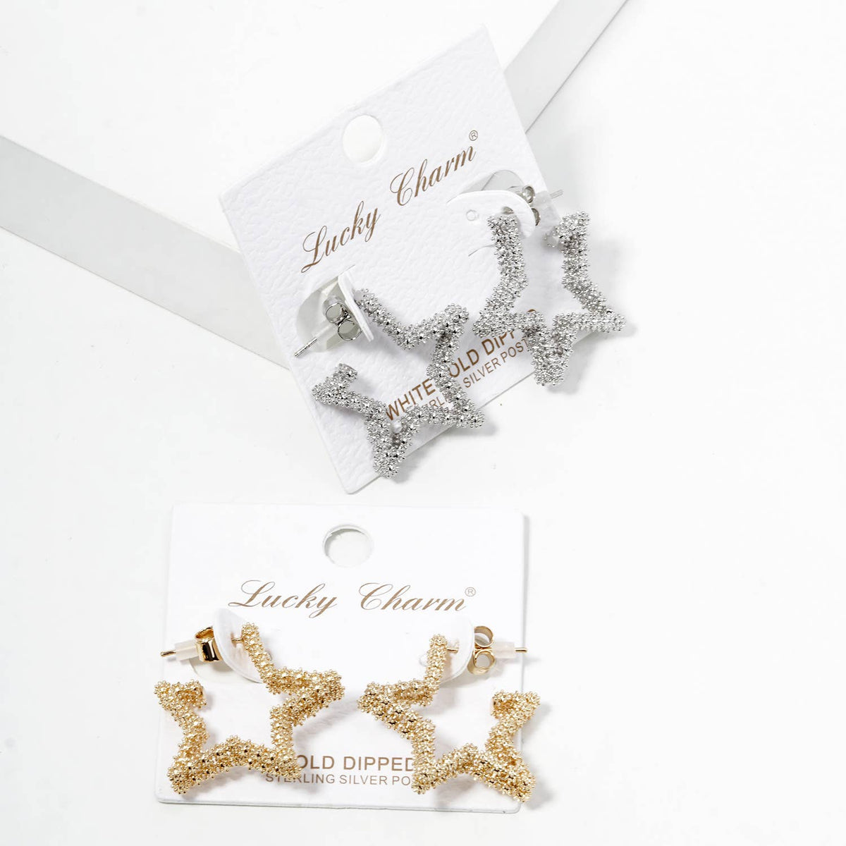 Sparkling Star Textured Stud Earrings