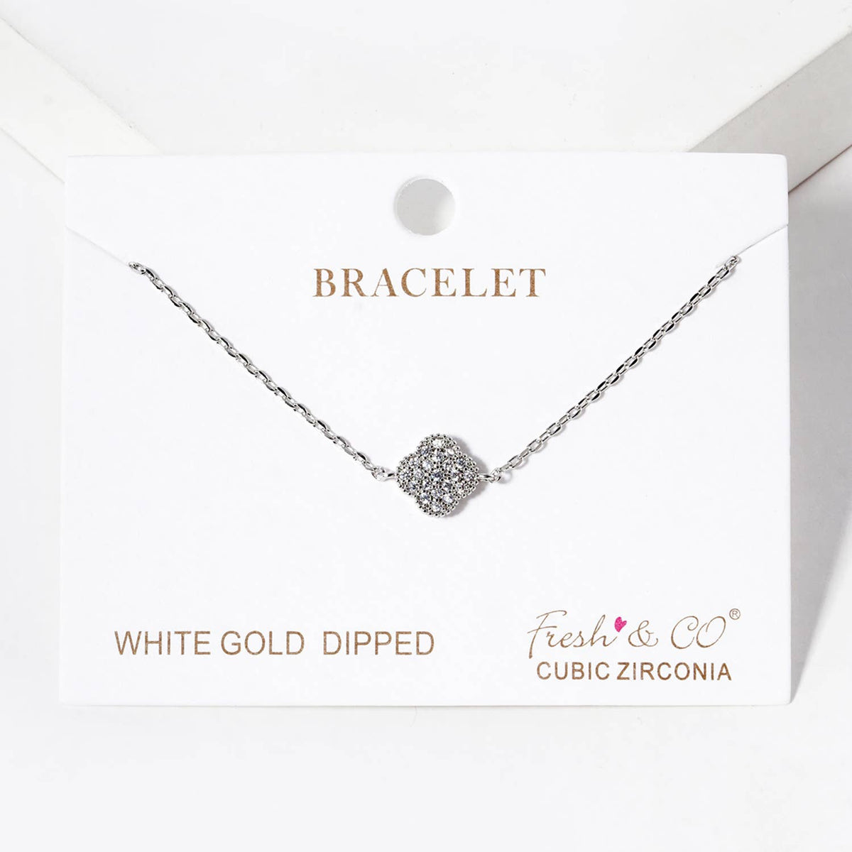 Minimalist Pavé Clover Charm Bracelet