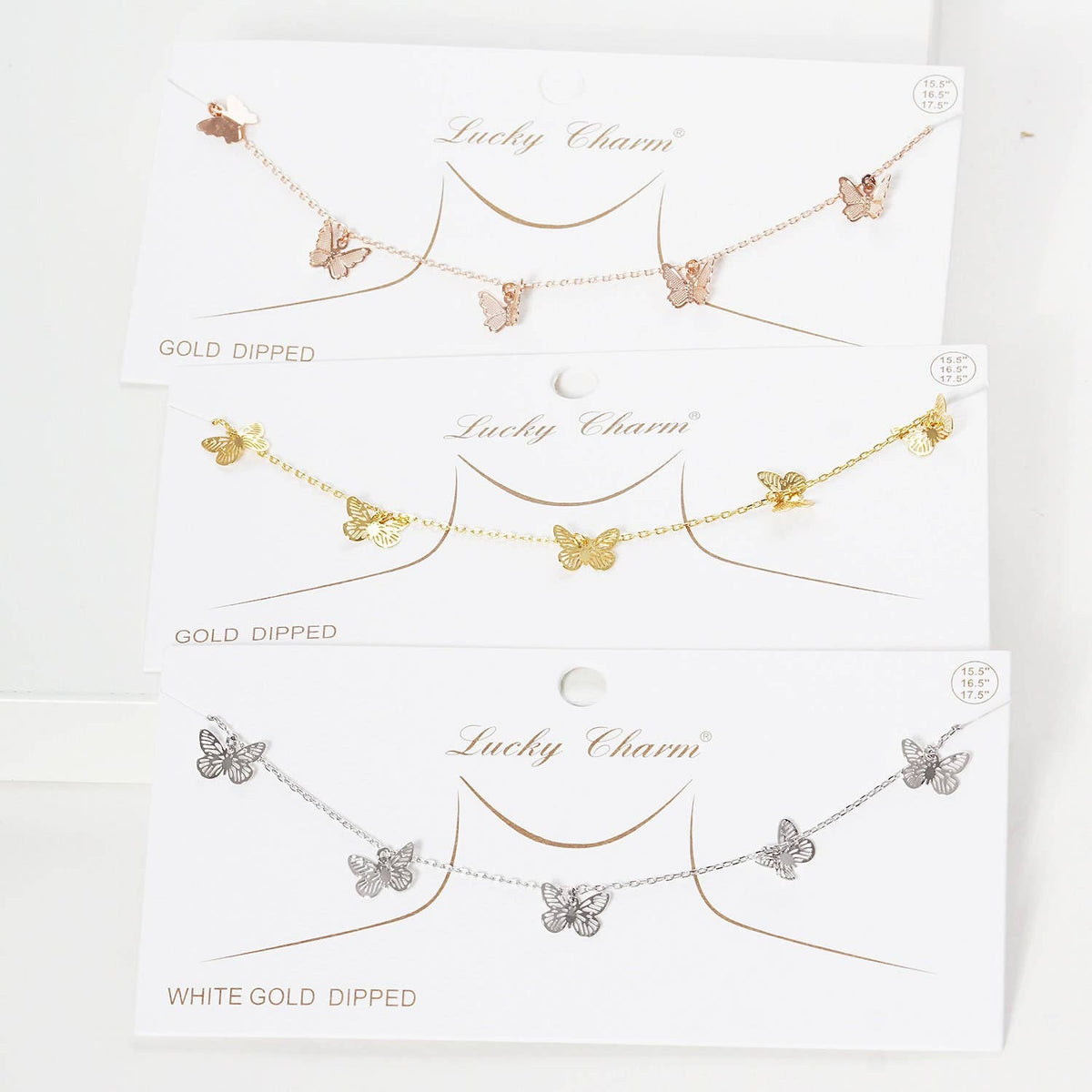 5 Gold Plated Tiny Butterfly Charm Necklace