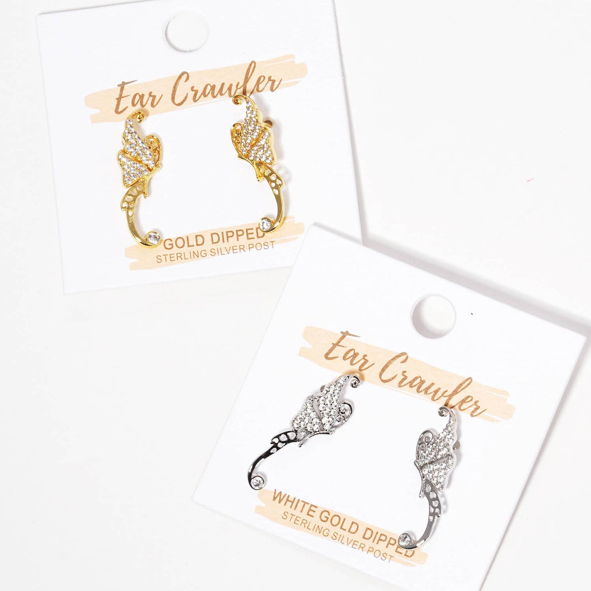 Pave Butterfly Wing Ear Crawlers