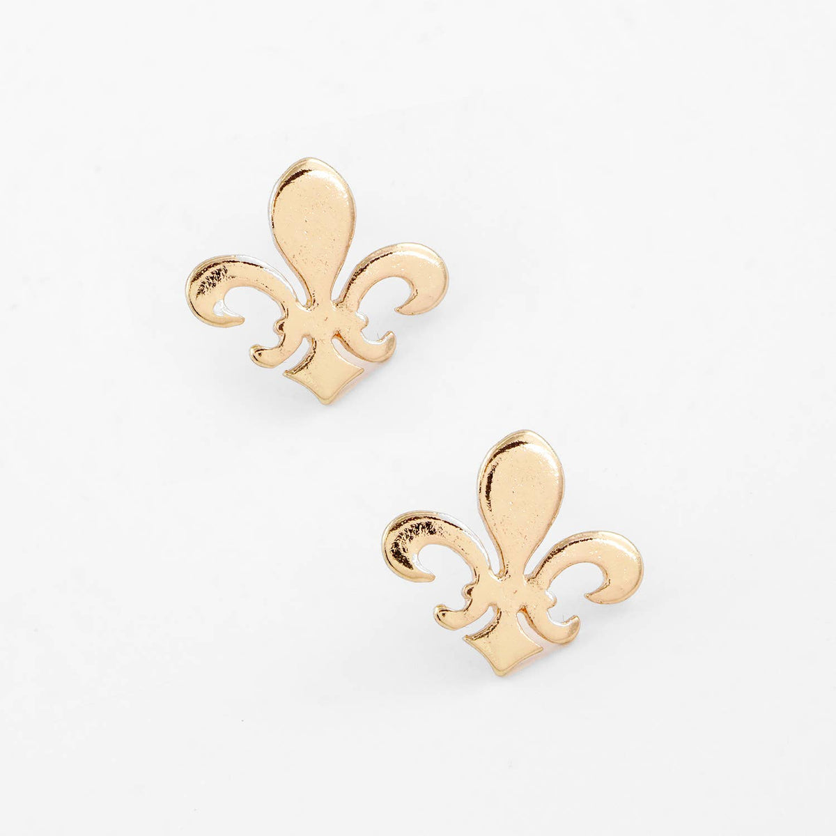 Gold Plated Bold Fleur De Lis Post Earrings