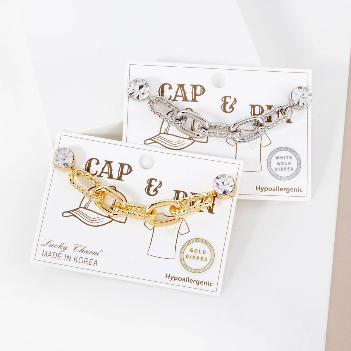 Crystal Chain Cap & Collar Pin