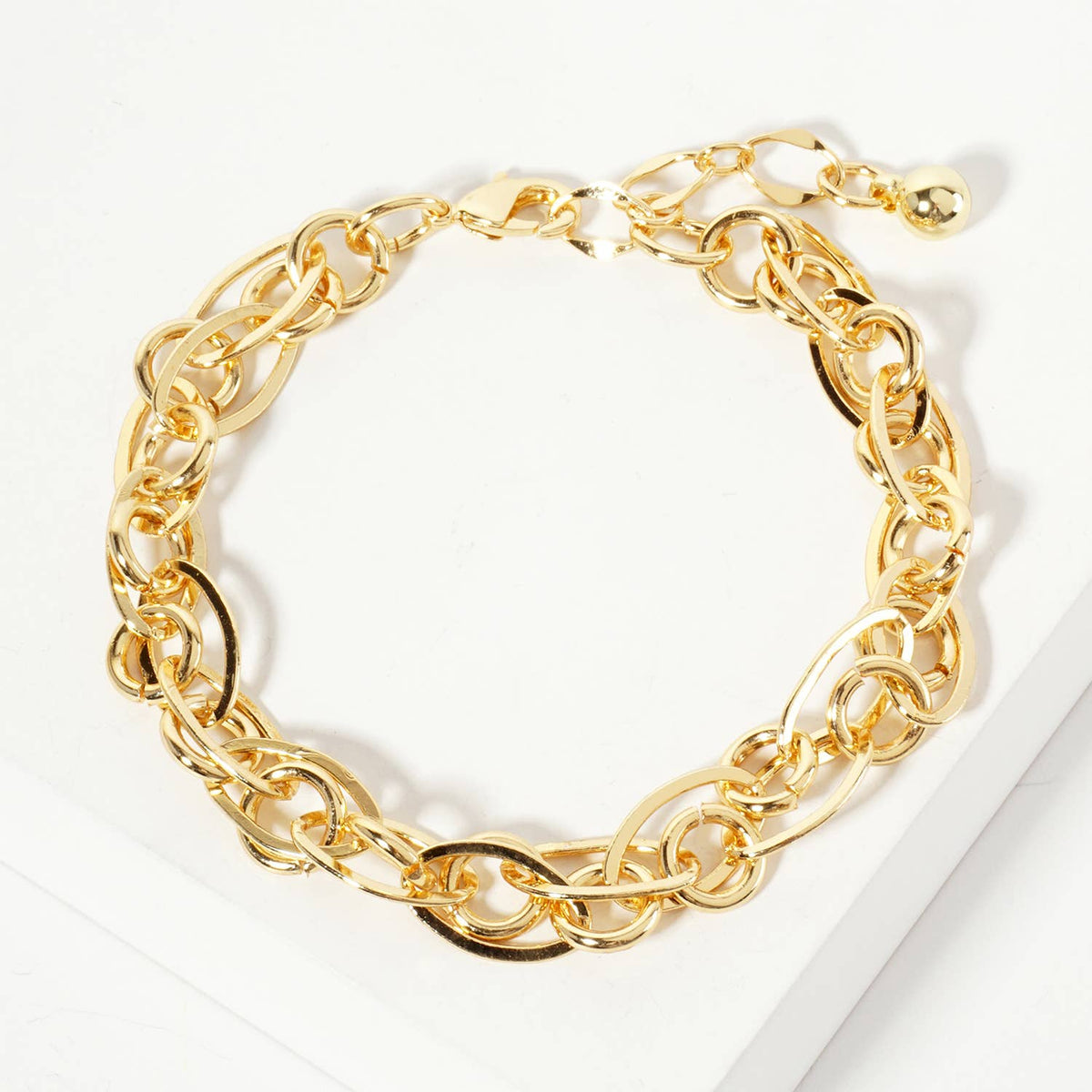 18K-Gold-Dipped Polished Brass Interwoven Chain Bracelet