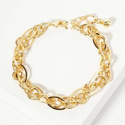 18K-Gold-Dipped Polished Brass Interwoven Chain Bracelet