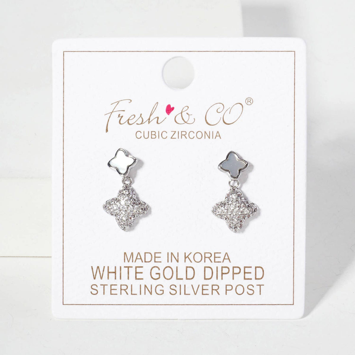 6-10mm Pave-Set Double Quatrefoil Drop Dangle Earrings