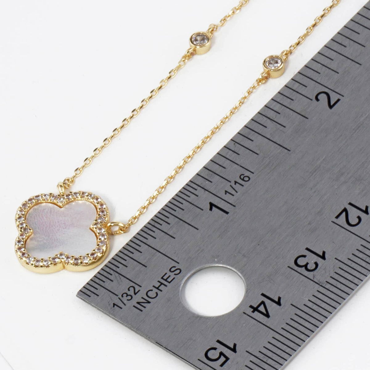 Micro Pave Set Cubic Zirconia 15mm Quatrefoil NECKLACE
