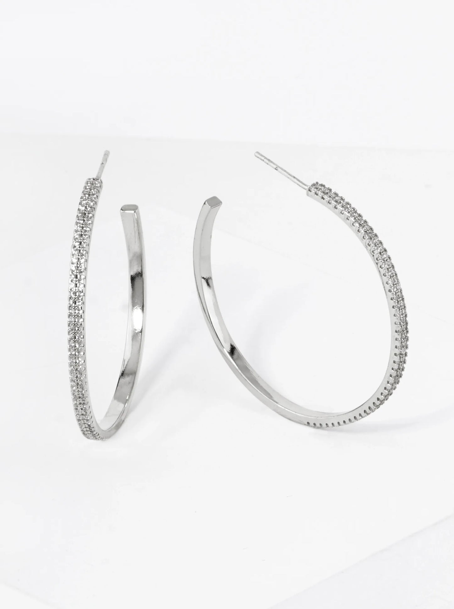 40mm 18K Gold Dipped Double Row Micro Pave Cubic Zirconia Open Hoop Earrings