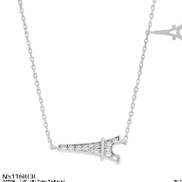 Sparkly Horizontal Eiffel Tower Charm Pendant Necklace