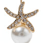 Starfish Pearl Stud Earrings – Crystal Starfish with Pearl