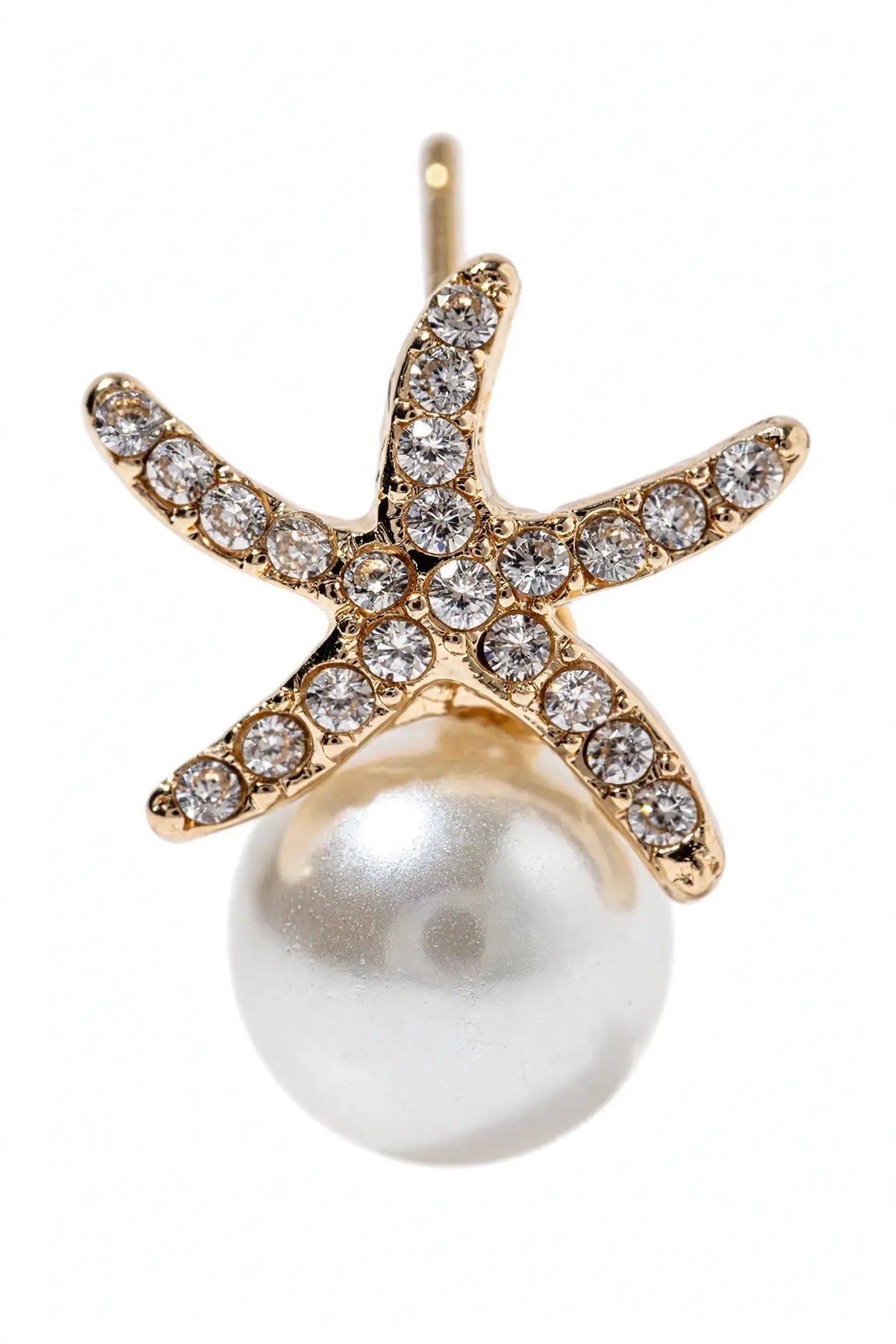Starfish Pearl Stud Earrings – Crystal Starfish with Pearl