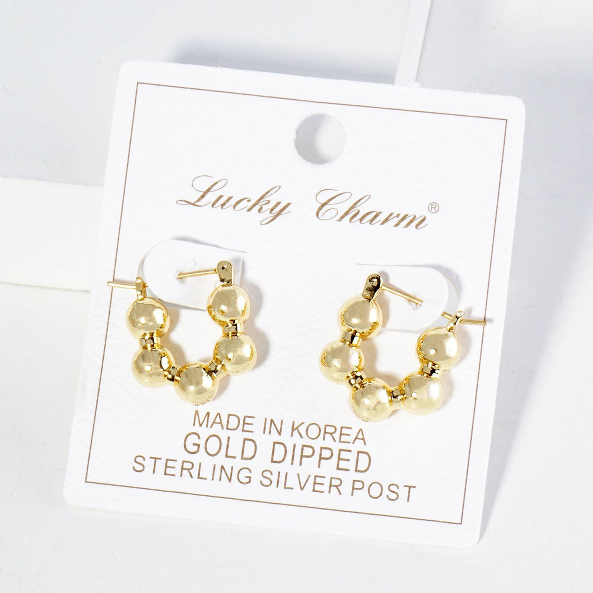 18K Gold Dipped 18mm Brass Ball Hoop Earrings