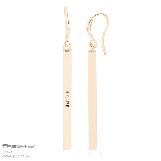 "HOPE" Engraved Vertical Bar Dangle Earrings