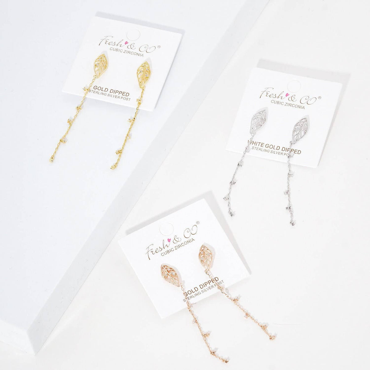 Gold Plated Leaf Drop Earrings