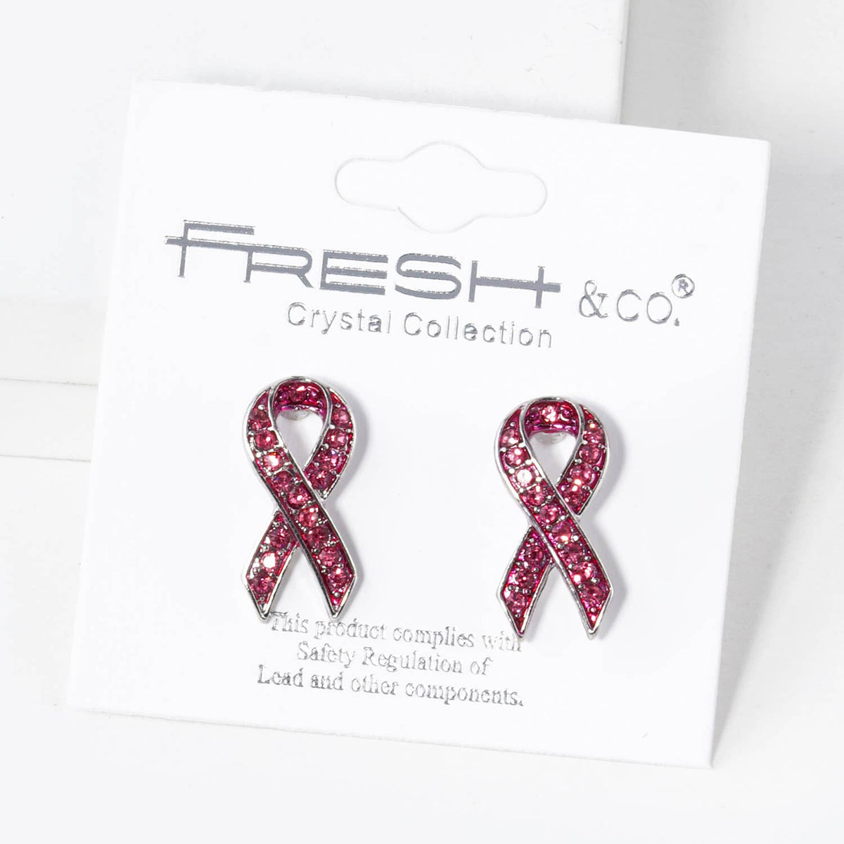 Sparkling Crystal Paved Awareness Ribbon Stud Earrings