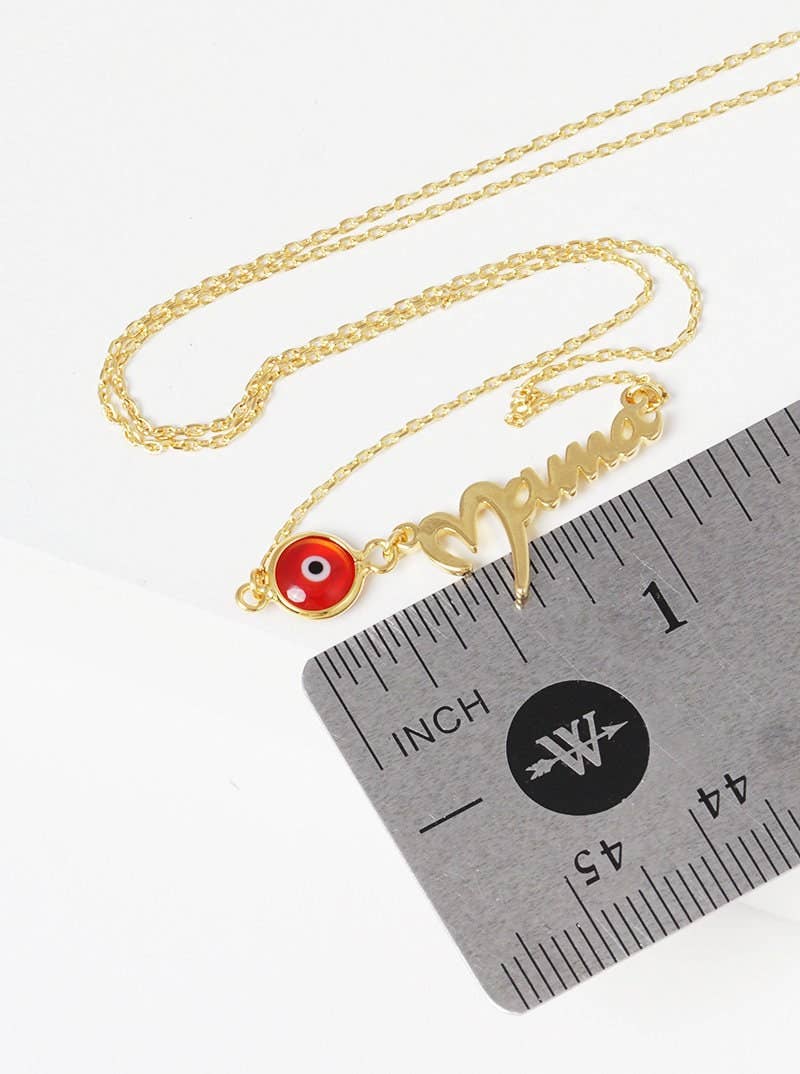 Gold Mama Necklace w/ Evil Eye Charm