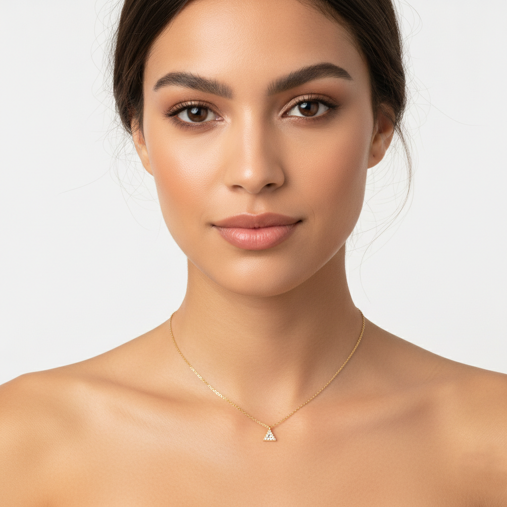 Pave CZ Triangle Pendant Necklace