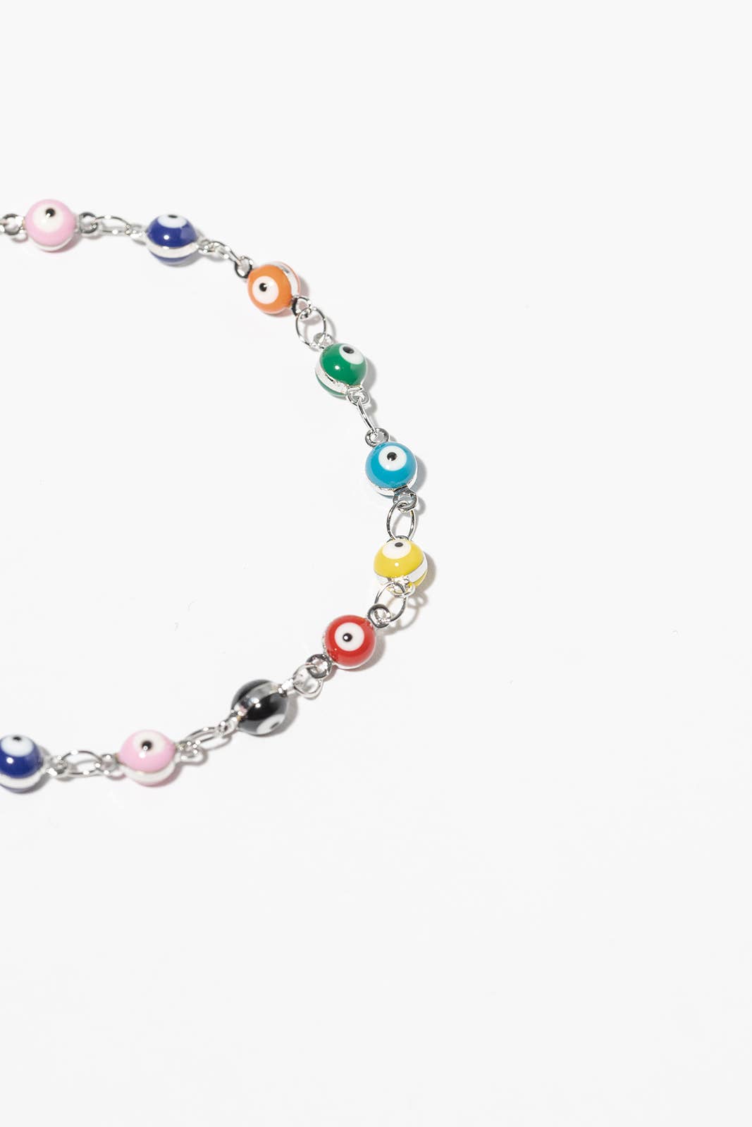 Multi-Color Enamel Evil Eye Station Bracelet